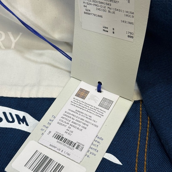 Burberry Men's Navy Denim Jacket Indigo Blue - XL - BRAND NEW - Picture 7 of 9